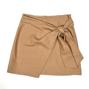 Aritzia Wilfred Wool Wrap-Front Mini Skirt in Camel/Tan Size 2